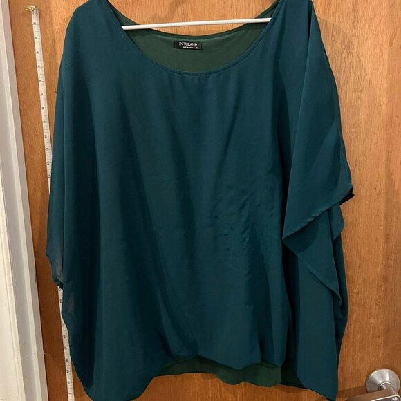 Size 5X - In'Voland - Green Flowy Pullover Blouse - Picture 1 of 6